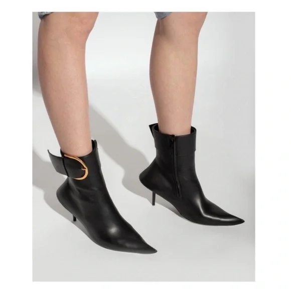 Balenciaga Essex 80mm Metallic Grey Buckle Pointed Toe Ankle Booties - Picture 5 of 16